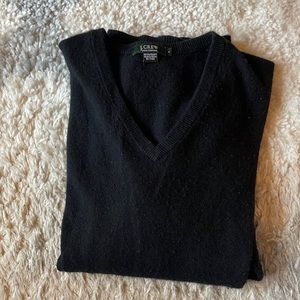 Men's J. Crew Cashmere V-Neck Sweater, Black - L